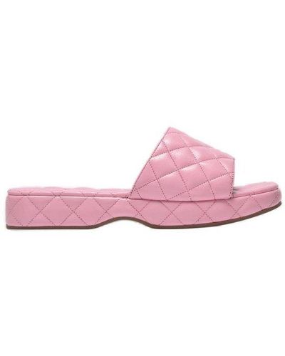 BY FAR Open Toe Quilted Sandals - Pink
