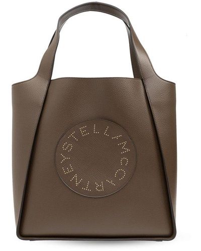 Stella McCartney Logo-perforated Top Handle Bag - Brown