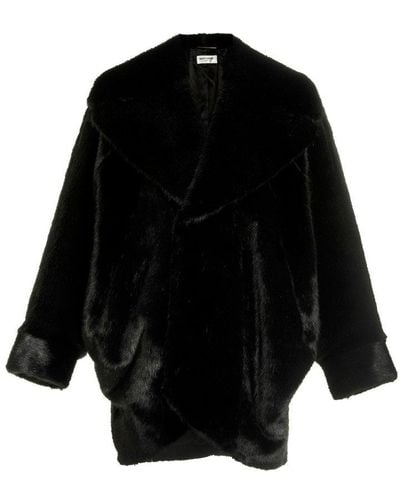 Saint Laurent Oversize Faux Coat Fur - Black