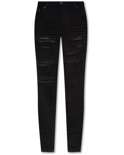 Amiri Jeans With Leather Inserts - Black