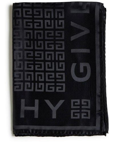 Givenchy Logo And 4g Silk Scarf - Black