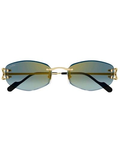 Cartier Geometric Frame Sunglasses - Green