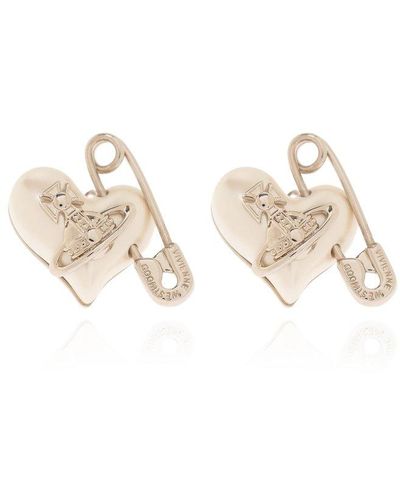 Vivienne Westwood 'orietta' Earrings With Logo, - White