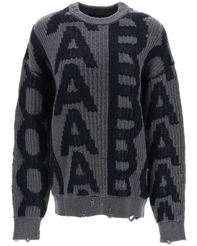 Marc Jacobs Distressed Monogram Sweater - Black