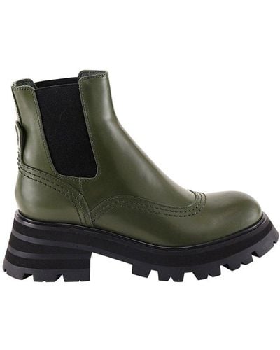 Alexander McQueen Wander Ridged-sole Leather Boots - Green