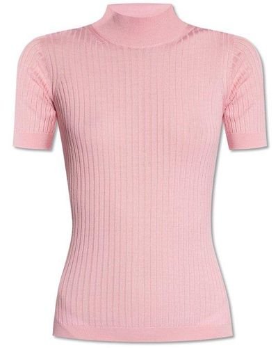 Versace Mock Neck Knitted Top - Pink