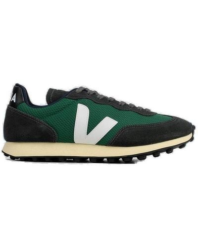 Veja Round Toe Lace-up Trainers - Green
