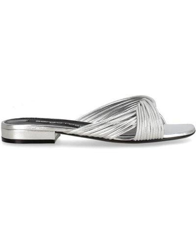 Sergio Rossi Sr Akida Metallic Effect Slip-on Sandals - White