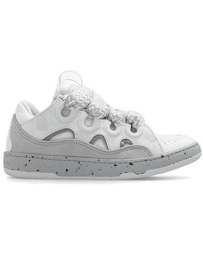 Lanvin Curb Leather And Mesh Low-top Sneakers - White