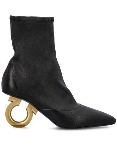 Ferragamo Elina Sculpted-heeled Ankle Boots - Black