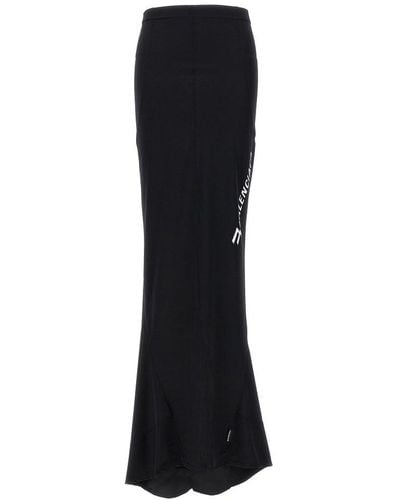 Balenciaga Raffia Canvas Maxi Skirt - Black