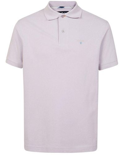 Barbour Logo Embroidered Short Sleeved Polo Shirt - Purple