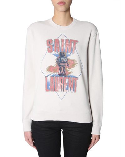 Saint Laurent " Robot" Destroy Sweatshirt - White