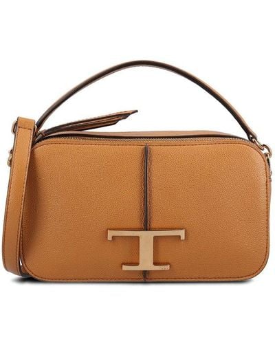 Tod's Logo-engraved Zipped Crossbody Bag - Brown