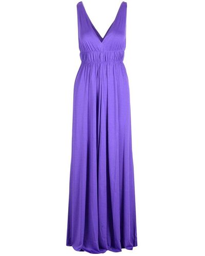 P.A.R.O.S.H. V-neck Sleeveless Maxi Dress - Purple