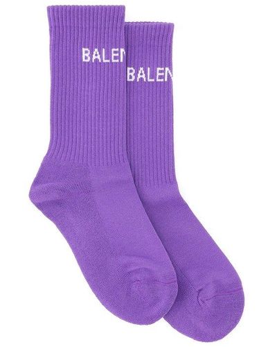 Balenciaga Socks With Logo - Purple