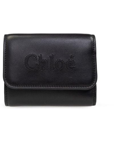 Chloé Leather Wallet With Logo - Black