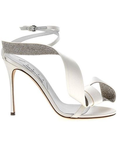 Sergio Rossi X Area Marquise Bow Detailed Heeled Sandals - White