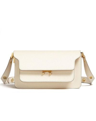 Marni East/west Trunk Bag In Saffiano Leather - Natural