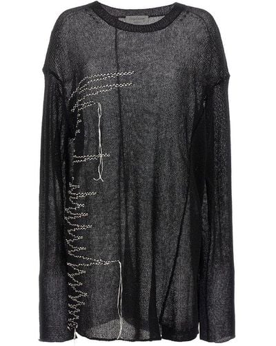 Yohji Yamamoto Contrast Embroidery Jumper - Black