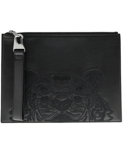 KENZO Tiger Leather Handbag - Black
