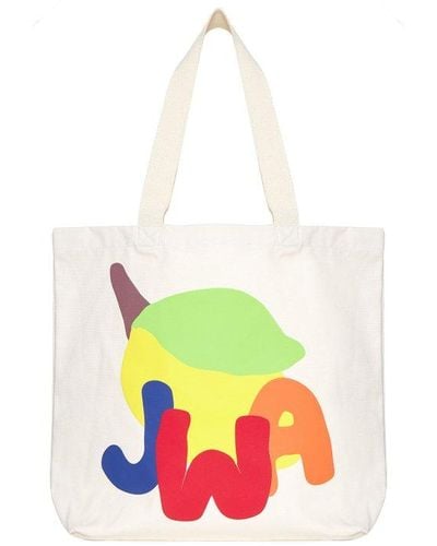 JW Anderson Logo Print Canvas Tote Bag - White