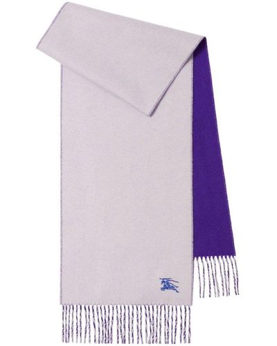 Burberry Equestrain Knight Logo Embroidered Fine-knit Scarf - Purple