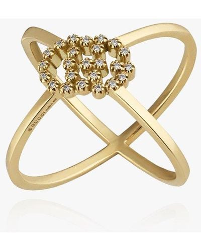 Gucci 18kt Gold GG Running Diamond Ring - Metallic
