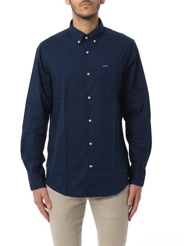 Barbour Chest Pocket Long-sleeved Shirt - Blue
