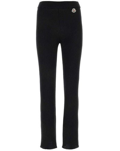 Moncler High-rise Wool-blend Straight Pants - Black