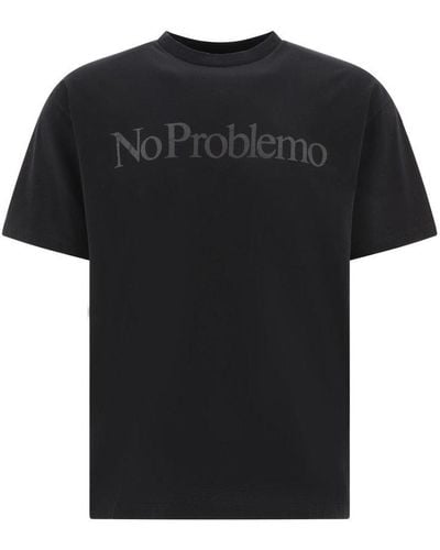 Aries No Problemo Printed Crewneck T-shirt - Black