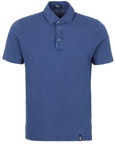 Drumohr Button Detailed Short-sleeved Polo Shirt - Blue