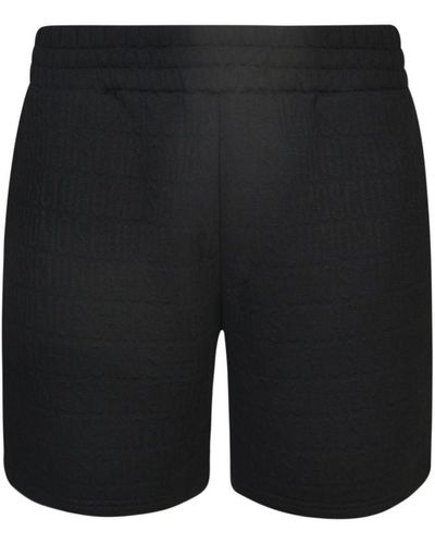 Moschino Monogram-jacquard Wide-leg Track Shorts - Black