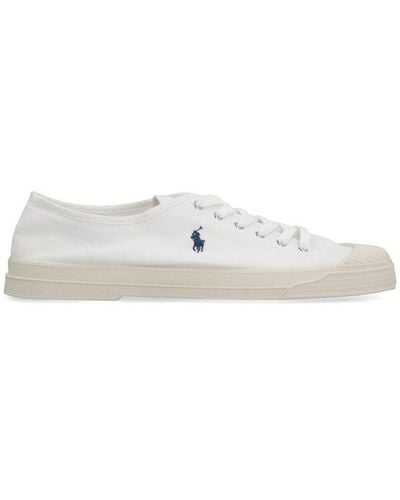 Polo Ralph Lauren Logo Embroidered Lace-up Trainers - White