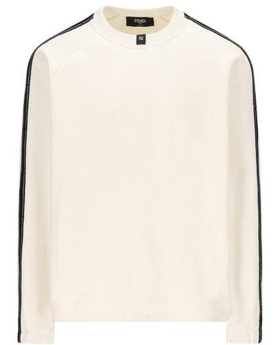 Fendi Striped-detail Crewneck Sweatshirt - Natural
