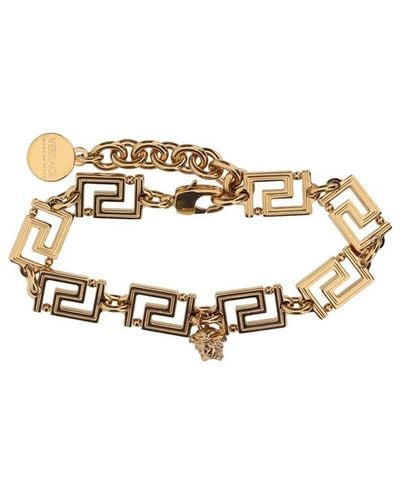 Versace Greca Logo-engraved Chained Bracelet - Metallic