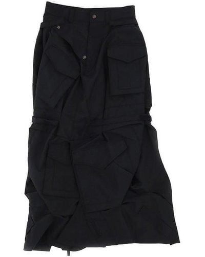 Junya Watanabe Crinkle Effect Asymmetric Cargo Skirt - Black