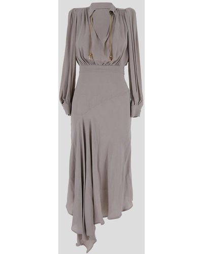 Elisabetta Franchi Asymmetric Shirt Dress - Grey