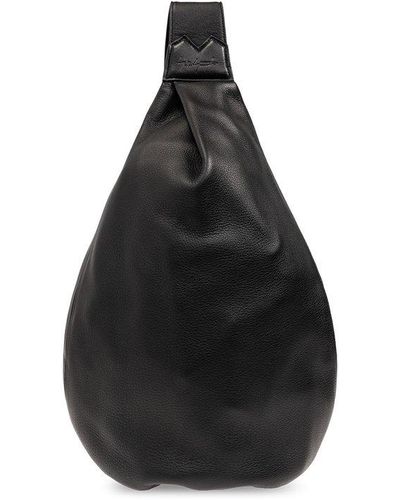 discord Yohji Yamamoto Logo Embossed Single Strapped Shoulder Bag - Black