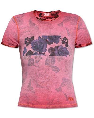 DIESEL T-ele-long-p3 Crewneck T-shirt - Pink