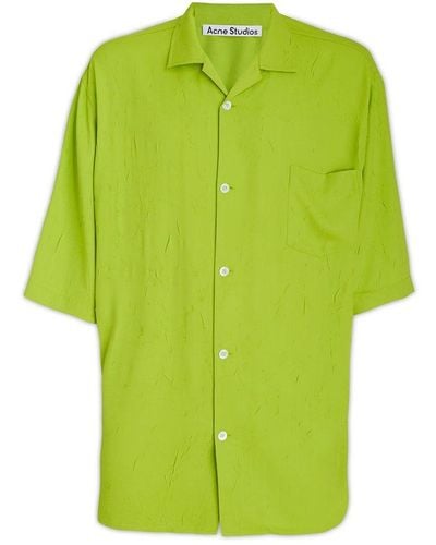 Acne Studios Graphic Printed Collared Button-up Shirt - Green