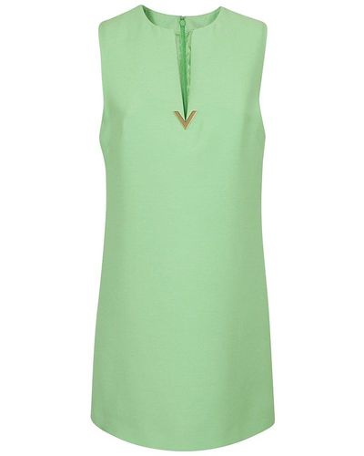 Valentino Logo Plaque Sleeveless Dress - Green