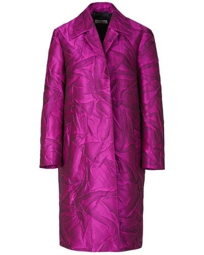 Dries Van Noten Textured Jacquard Coat - Purple