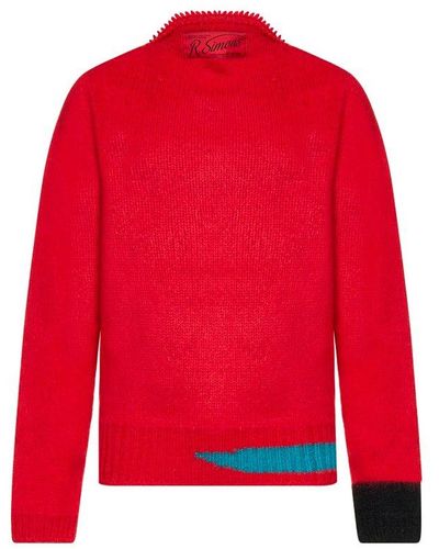 Raf Simons Logo-label Wool And Mohair Jumper - Red