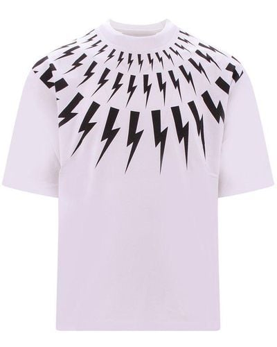Neil Barrett Thunderbolt-printed Short Sleeved T-shirt - Pink