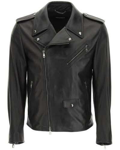 Dolce & Gabbana Zip-up Biker Jacket - Black
