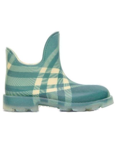 Burberry Marsh Chequered Round-toe Ankle Boots - Green
