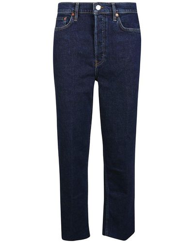 RE/DONE Straight Leg Cropped Jeans - Blue