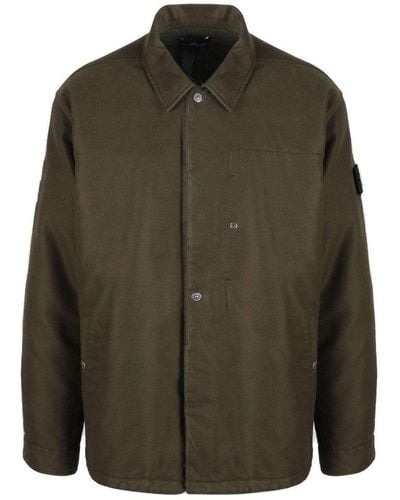 Stone Island Shadow Project Logo Patch Button-up Jacket - Green