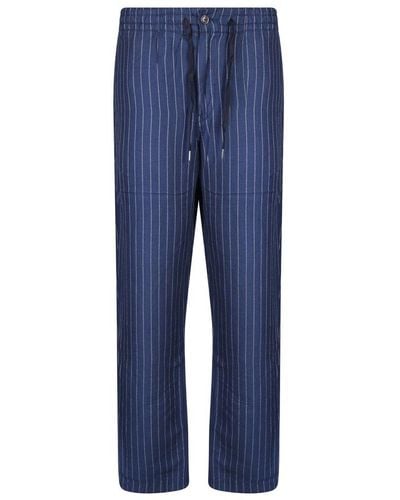 Polo Ralph Lauren Pinstriped Drawstring Trousers - Blue
